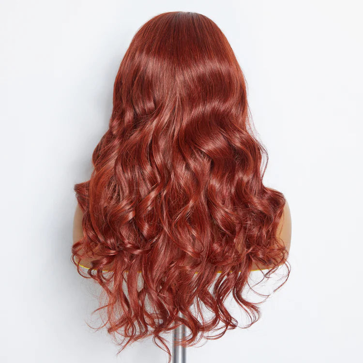 24 Inches 5"X5" Body Wavy Wear & Go Glueless #Redbrown Lace Closure Wig-100% Human Hair
