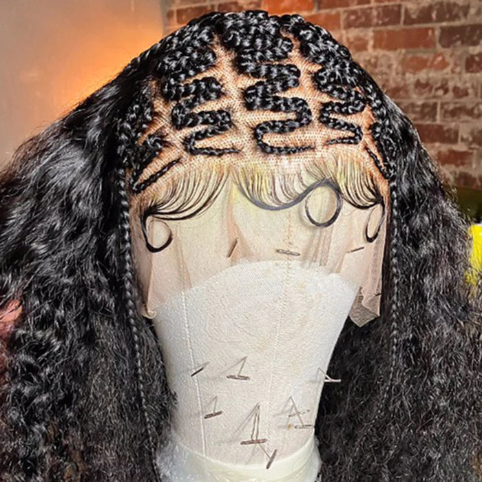 18 Inches Deep Curly with Special Braids 13x6 Lace Frontal Wigs 250% Density-100% Human