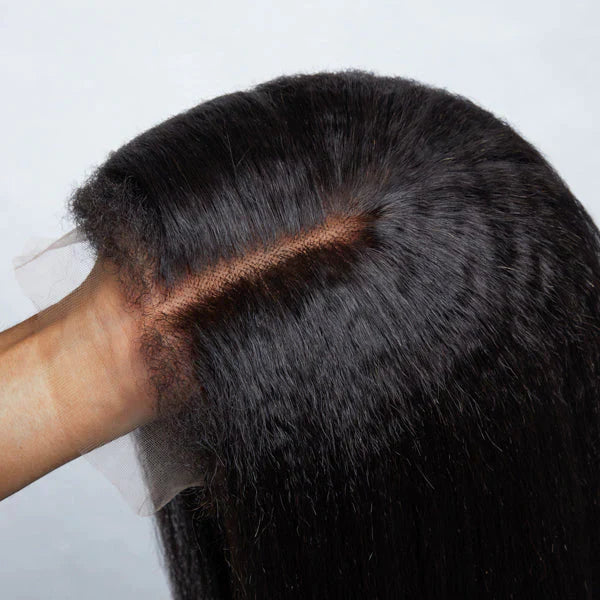16-20 Inches 13x4 & 5x5 4C Edges | Kinky Edges Kinky Straight HD Glueless Mid Part Long Lace Closure Wig-100% Human Hair