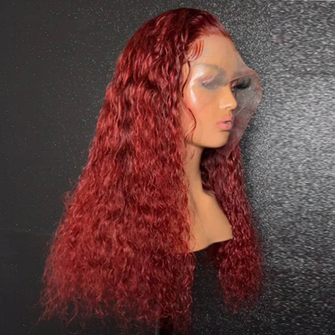 18 Inch 13”x4” 3D Lace Front Deep Curly Orange Wig Full 200% Density