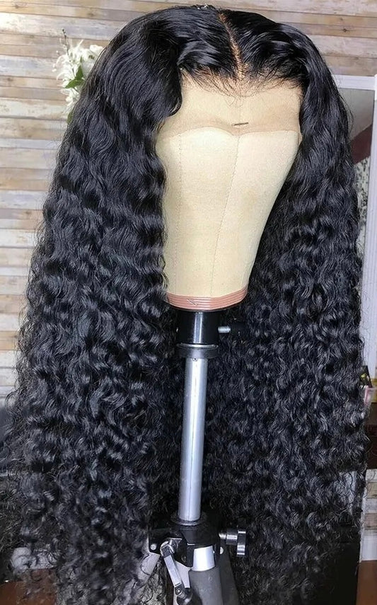 16-24 Inch Glueless 3D Cap Pre-Bleached Water Wave 13x4 Transparent Lace Front Wig 150% Density