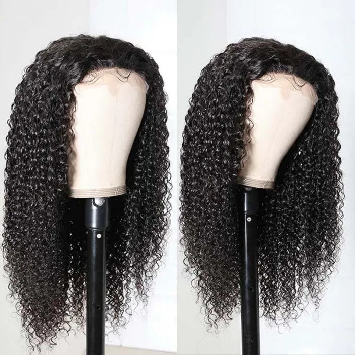 20 Inch 5"x5" HD Glueless Closure Jerry Curly #1B 180% Density Brazilian Virgin Hair