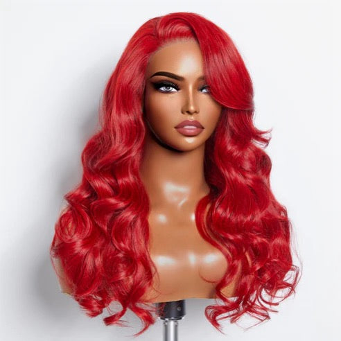 24 Inches 5"x5" Body Wavy Wear & Go Glueless #Red Lace Closure Wig-100% Human Hair