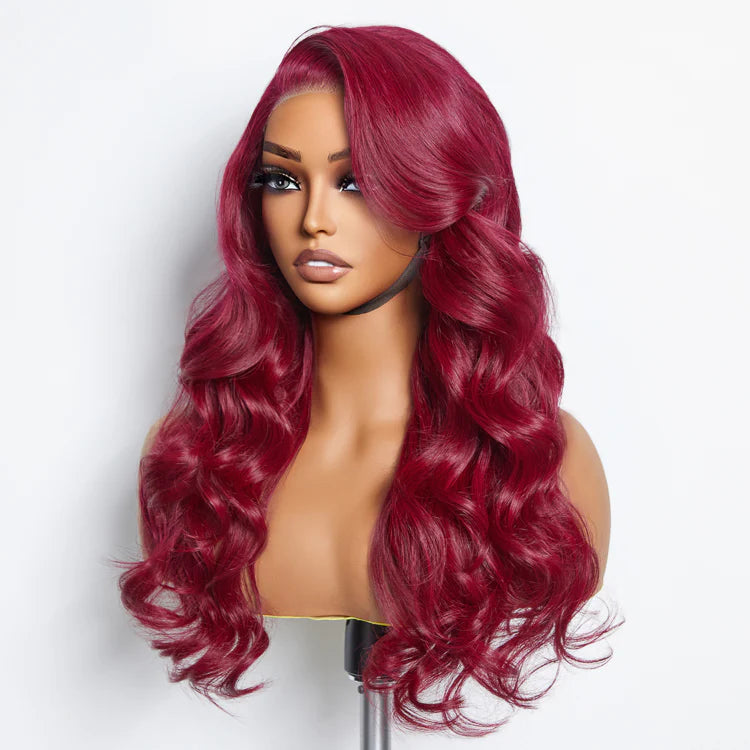 24 Inches 5"x5" Body Wavy Wear & Go Glueless #99j Lace Closure Wig-100% Human Hair