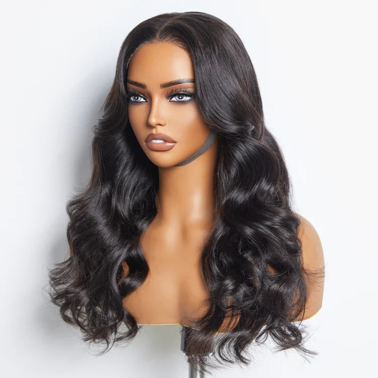 24 Inches 5"x5" Body Wavy Wear & Go Glueless #1B Lace Closure Wig-100% Human Hair