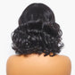 12 Inch Mature Lady Short Loose Wave #1B Lace Wig With Bangs