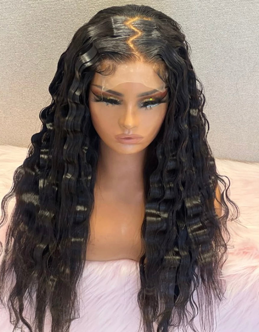 Custom Wig 13x4 Lace Front Deep Water Wave Human Hair Lace Front Wig 180% Density