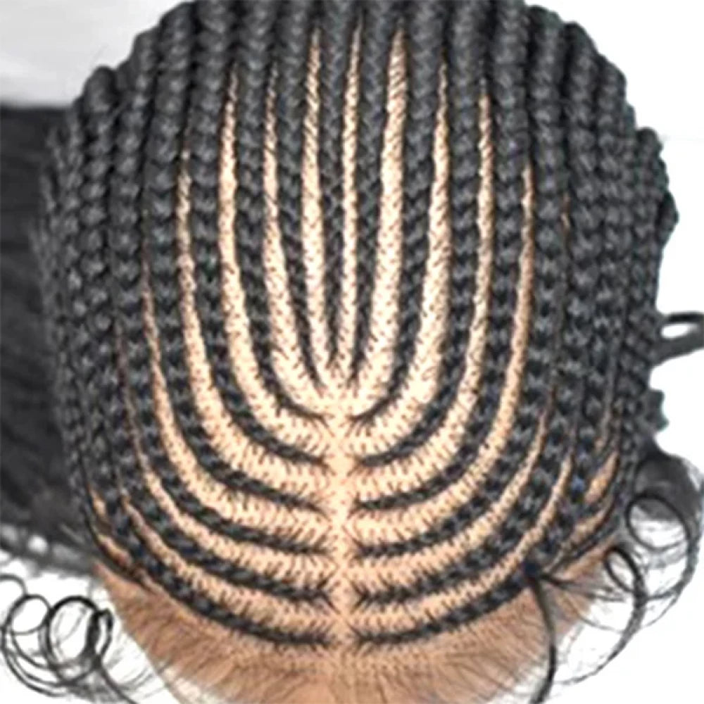 30 inch 13x7 Fulani Braided Neat Braids Lace Front Wigs 100% Handmade