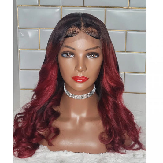 20 Inch 5”x5” Lace Body Wavy 1B/Burgundy# 200% Density Wig