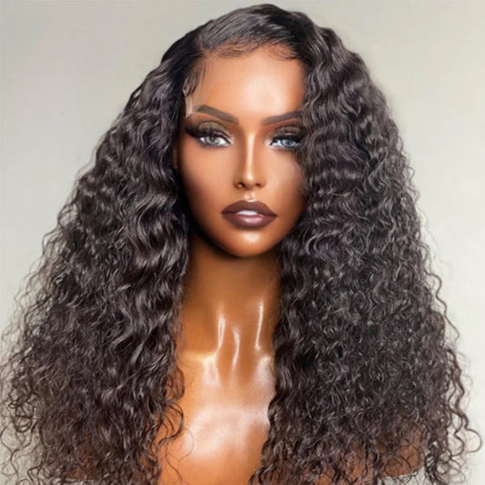 20 Inch 5"x5" HD Glueless Closure Jerry Curly #1B 180% Density Brazilian Virgin Hair
