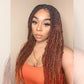 28 Inches Black to Red Ends Box Braids 4x4 Lace Closure Wigs 100% Hand-Braided