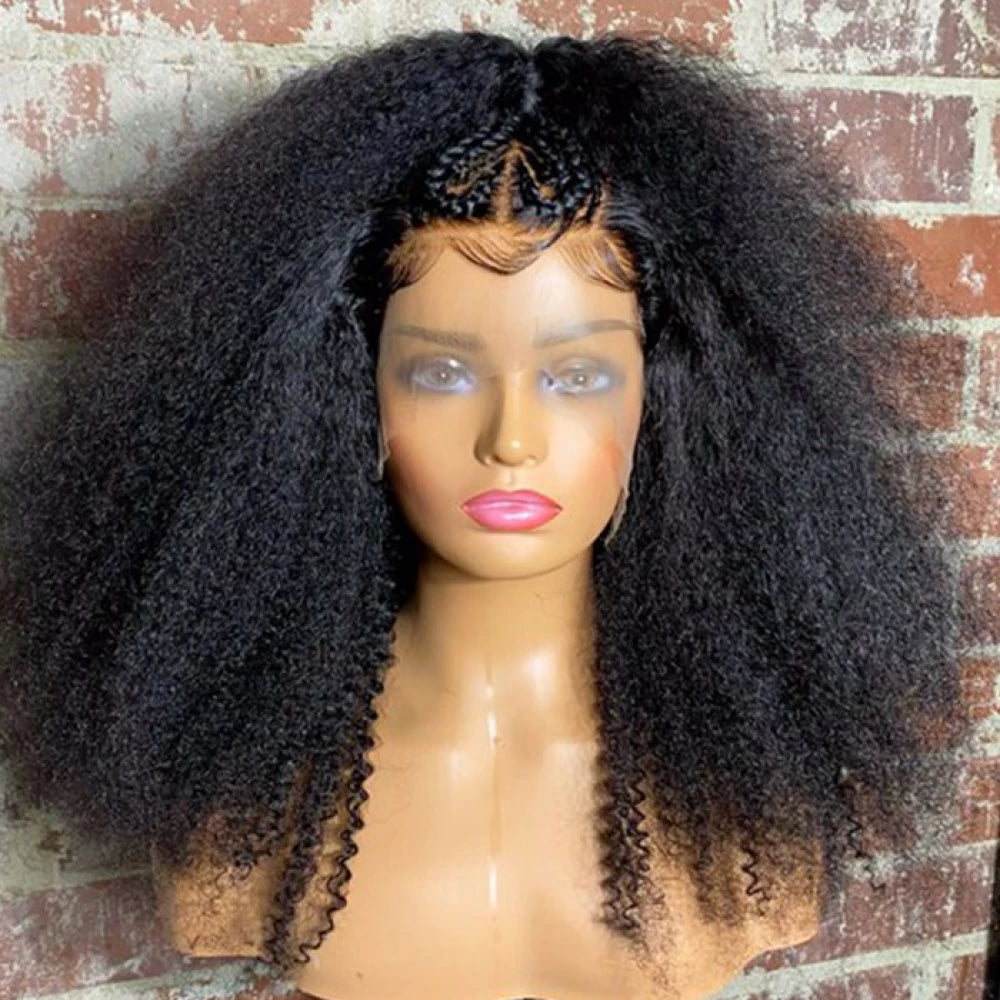 Custom Wig 13x5 Lace Frontal Afro Style with Braids Wig 20 Inches 250% Density