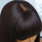 12 Inch Realistic Yaki Straight Bob With Bangs 2x1 Minimalist Lace Wig 150% Density