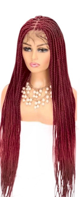 Knotless Box Braided Lace Wig Medium Braids 100% Handmade 99J