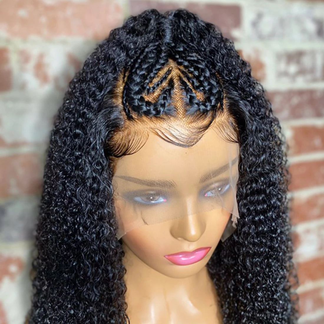 Custom Wig 13x5 Lace Frontal Afro Style with Braids Wig 20 Inches 250% Density