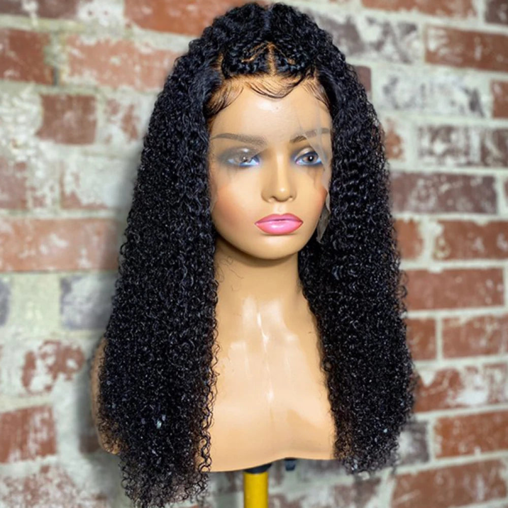 Custom Wig 13x5 Lace Frontal Afro Style with Braids Wig 20 Inches 250% Density